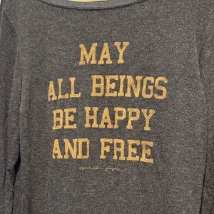 Gray Long Sleeve Shirt with Gold Text